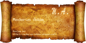 Mederus Ádám névjegykártya